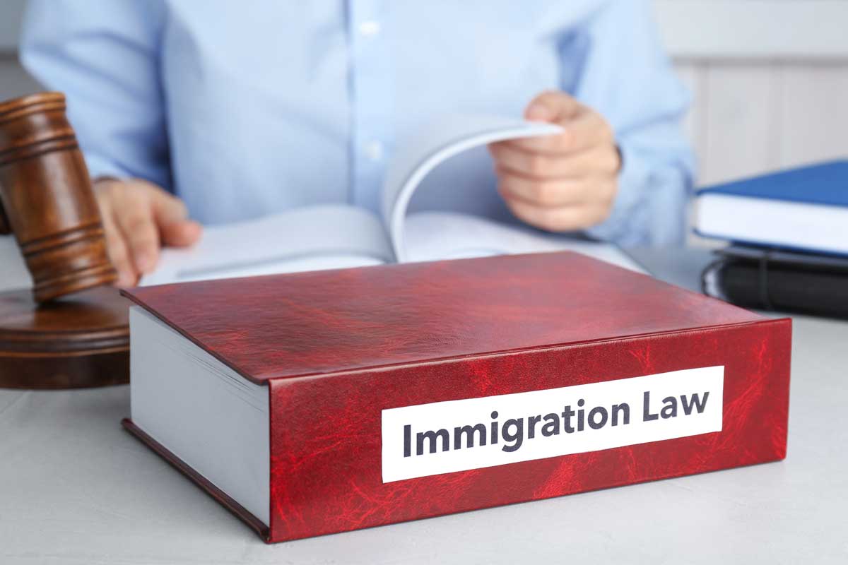Immigration Law Book With Person Reading Nearby